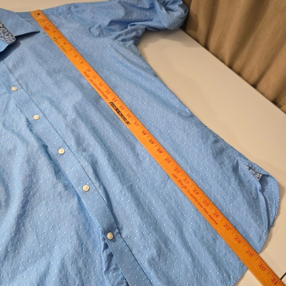 Ted Baker Endurance Shirt Mens 16.5 Blue Button Up Long Sleeve Textured Office - Picture 12 of 13